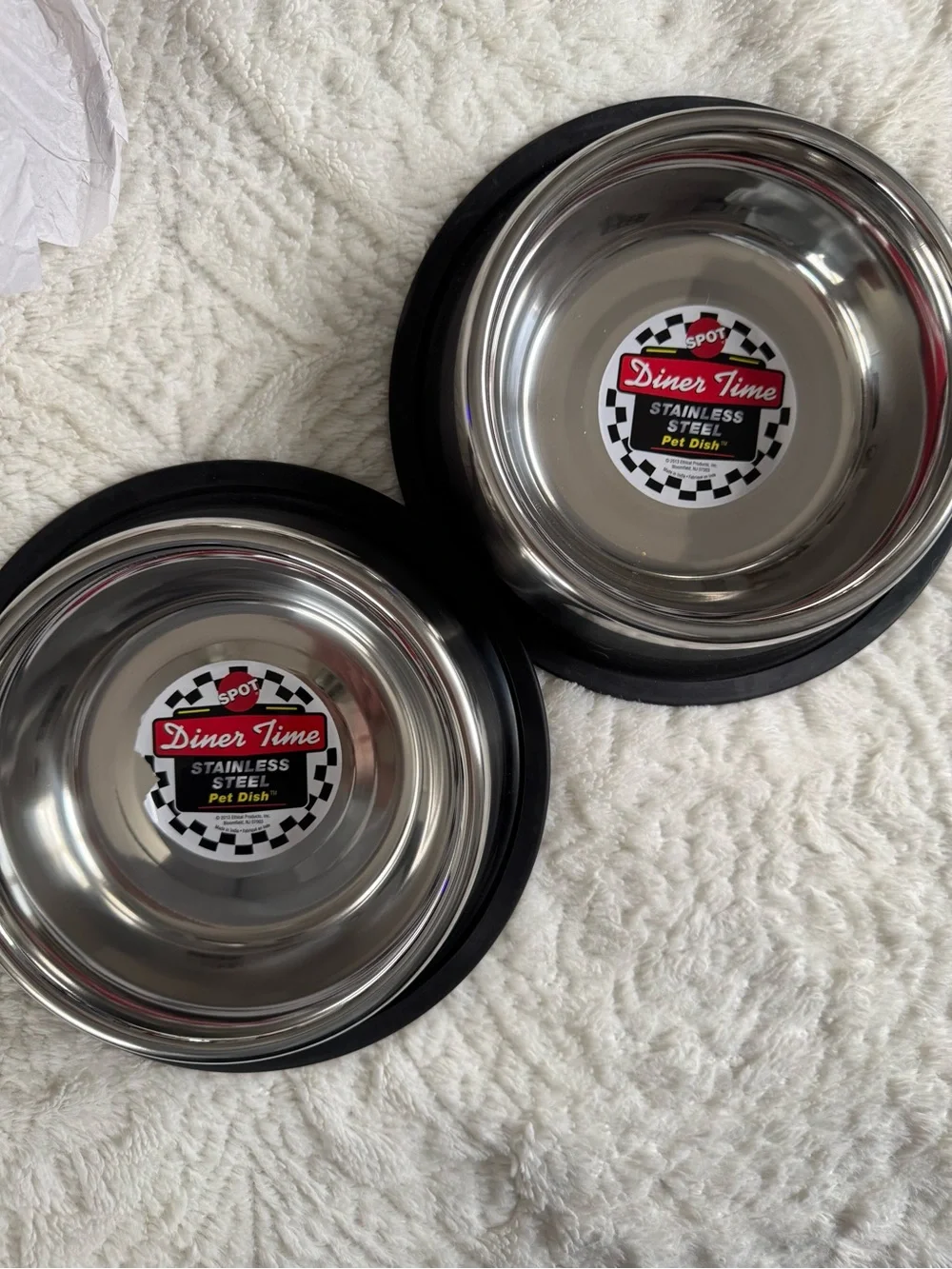 Stainless Steel Pet Bowl - Silver with Black Base (Set of 2)